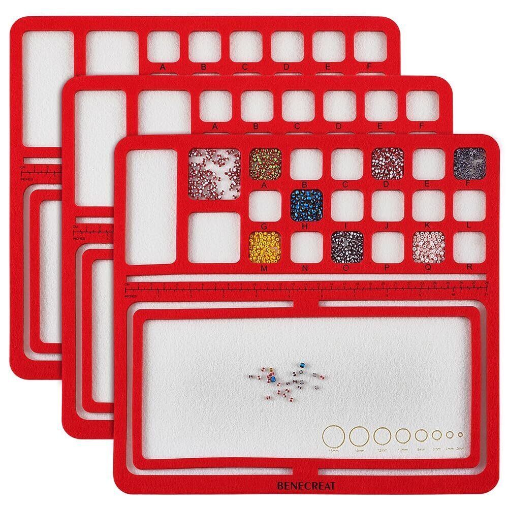 9694 Red Felt Beading Trays, 11x11.8 Inch Felt Bead Design Board, Felt